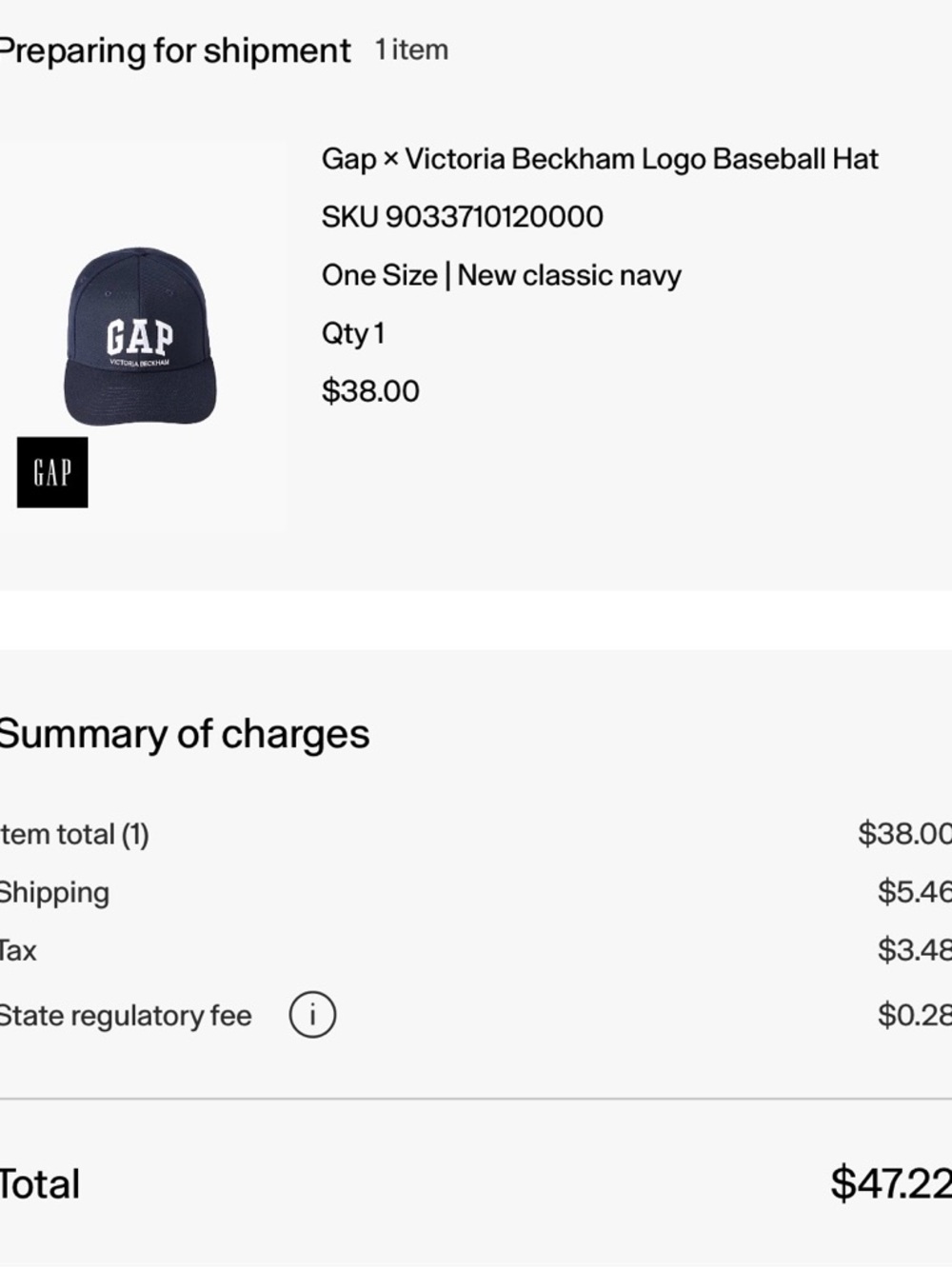 NWT Gap × Victoria Beckham Logo Baseball Hat - Picture 3 of 3